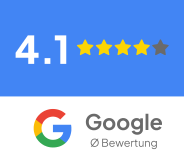 Google Bewertung: 4,1 von 5 Sternen